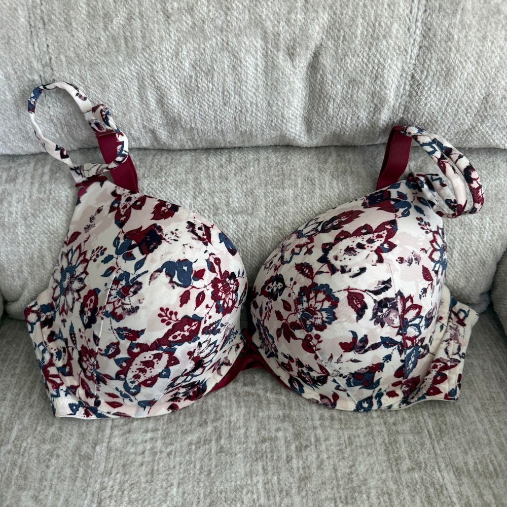 Cacique Floral Print Bra  42D Padded Adjustable Strap Underwire